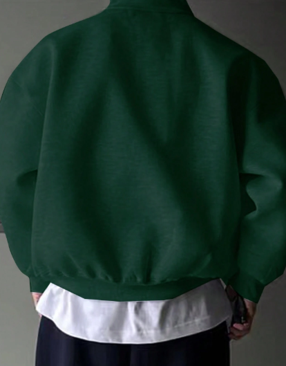 Men's Casual Loose Half Zipper Stand Collar Letter Graphic Drop Shoulder Sweatshirt